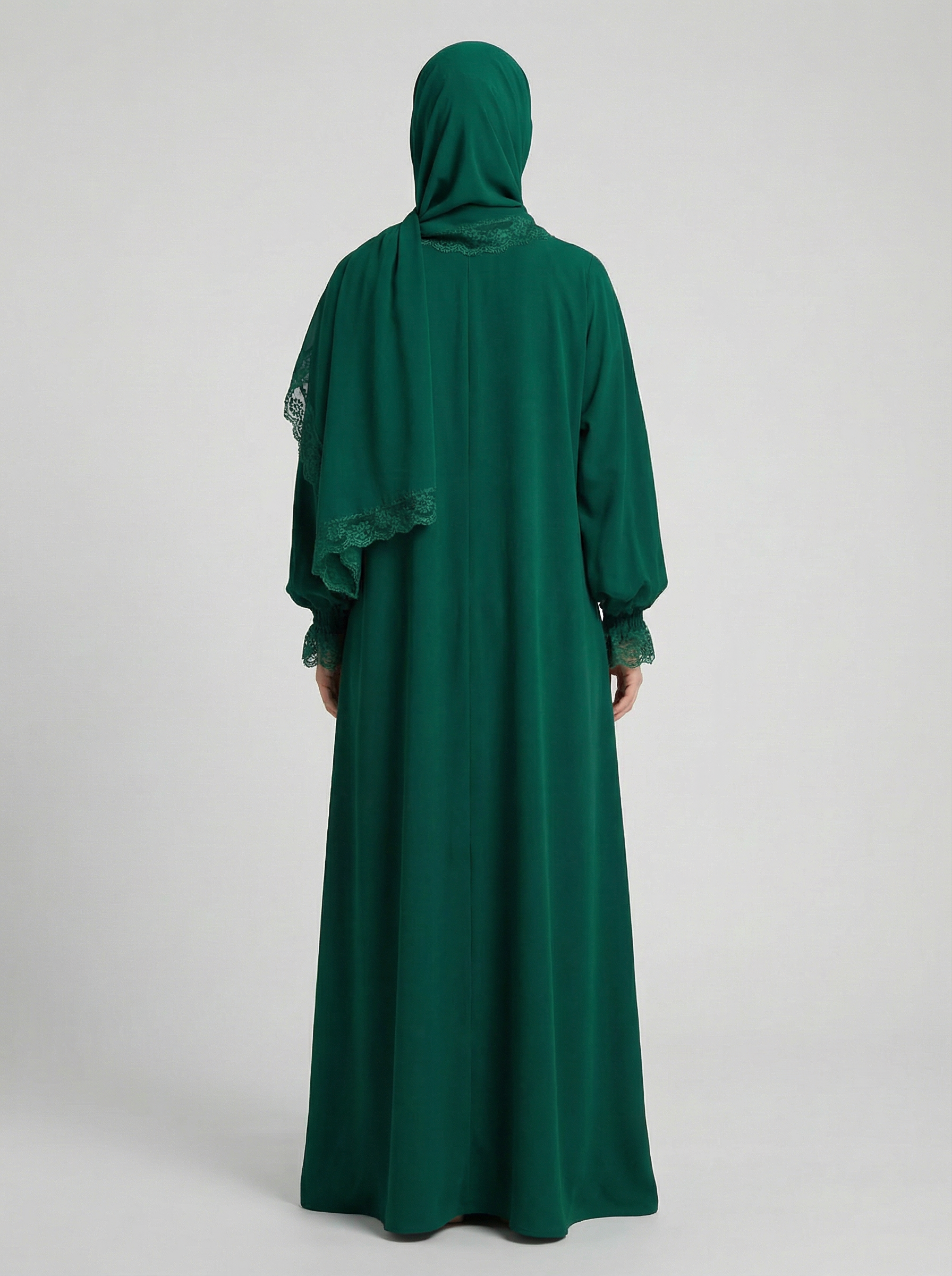 Dantel Detaylı Zümrüt Abaya